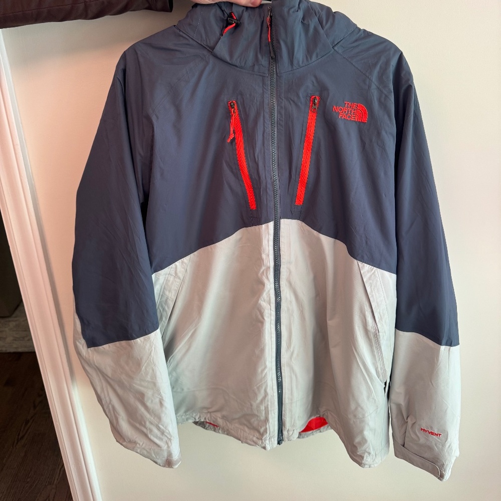 The North Face Men's 3-in-1 Jacket | Gray/White | Orange Accents | Waterproof